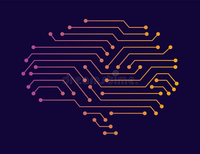 Pictogramă pentru sigla creierului. model de simbol digital pentru învățare în domeniul tehnologiei inovatoare sau al educației. p stock illustration