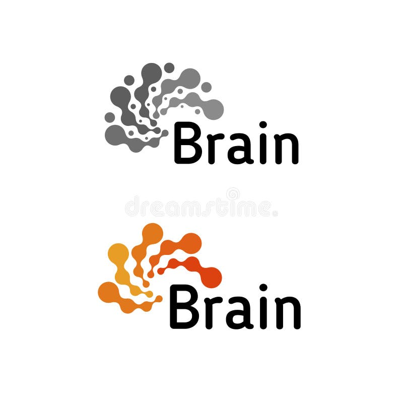 Brain Logo silhouette design vector template. Think idea concept. Brainstorm power thinking brain Logotype icon gray stock illustration