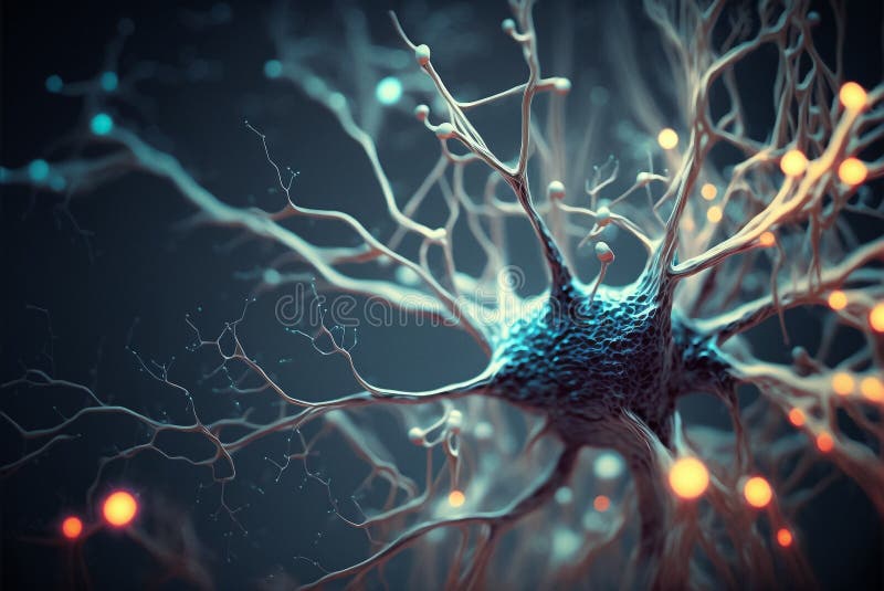 Neurons and Synapses firing signals. Generative AI vector illustration