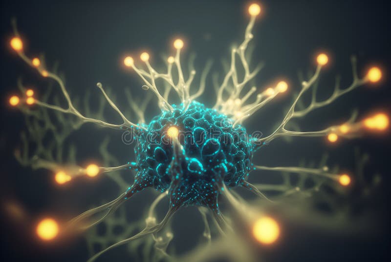 Neurons and Synapses firing signals. Generative AI royalty free illustration