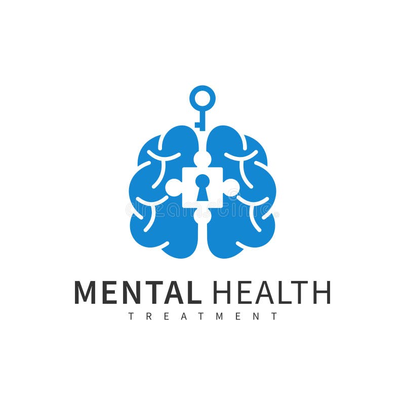 Brain and padlock logo design. Brainstorm think idea logo inspiration. stock illustration