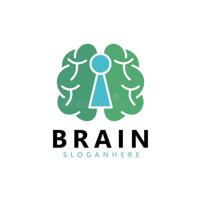 Brain and padlock logo design inspiration. stock illustration