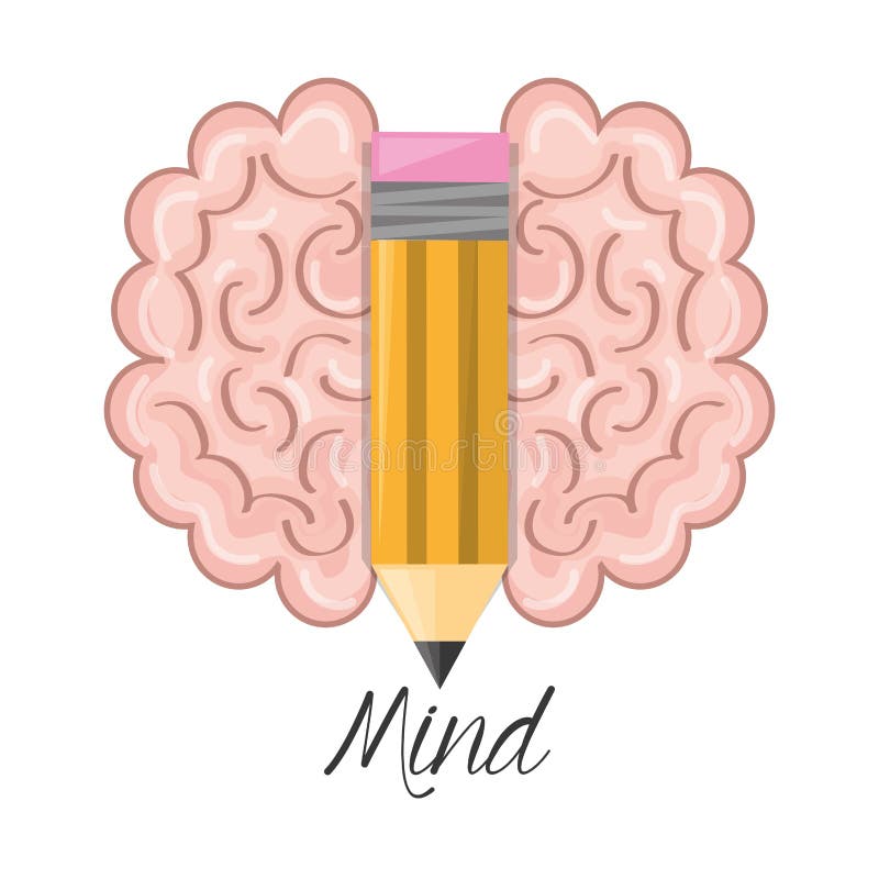 Brain and Pencil Symbolizing the Creativity Stock Vector Illustration
