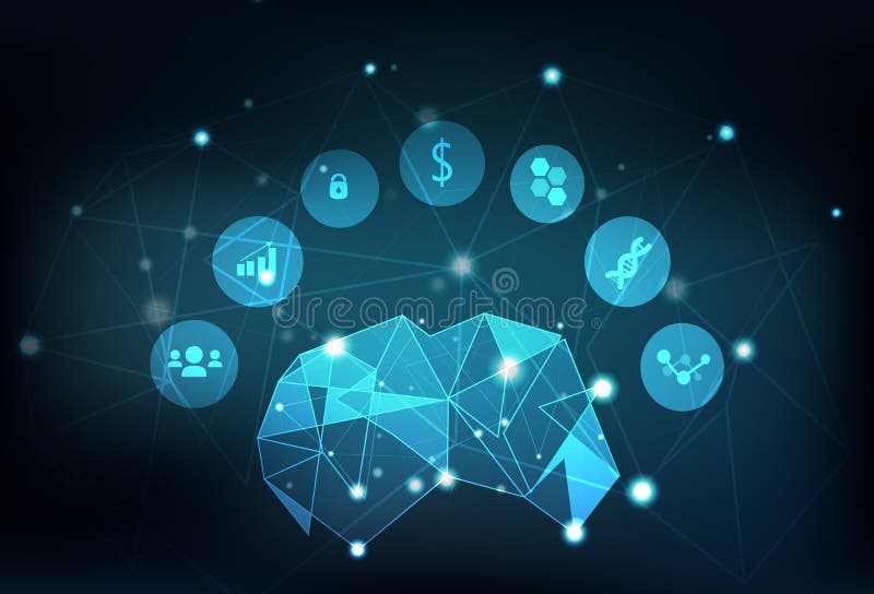 Brain Polygon Glowing in Business Social Network Icons Infographic Science  Digital Futuristic Abstract Background Vector Stock Vector - Illustration  of link, glow: 133223123