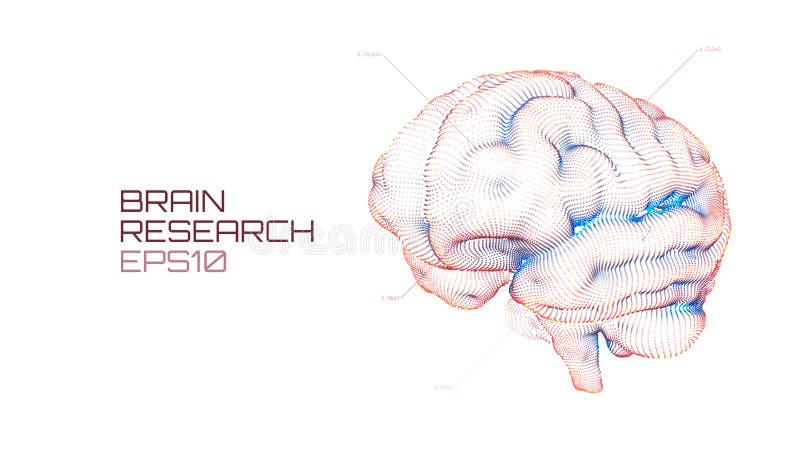 Brain research futuristic medical ui. IQ testing, artificial intelligence virtual emulation science technology stock illustration