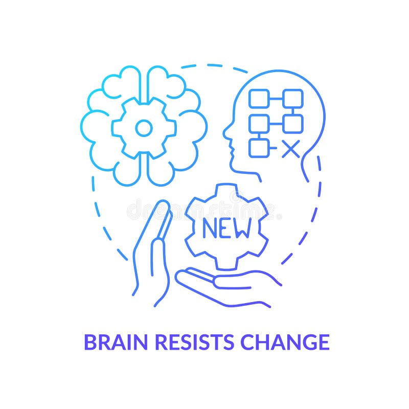 Brain resists change blue gradient concept icon royalty free illustration