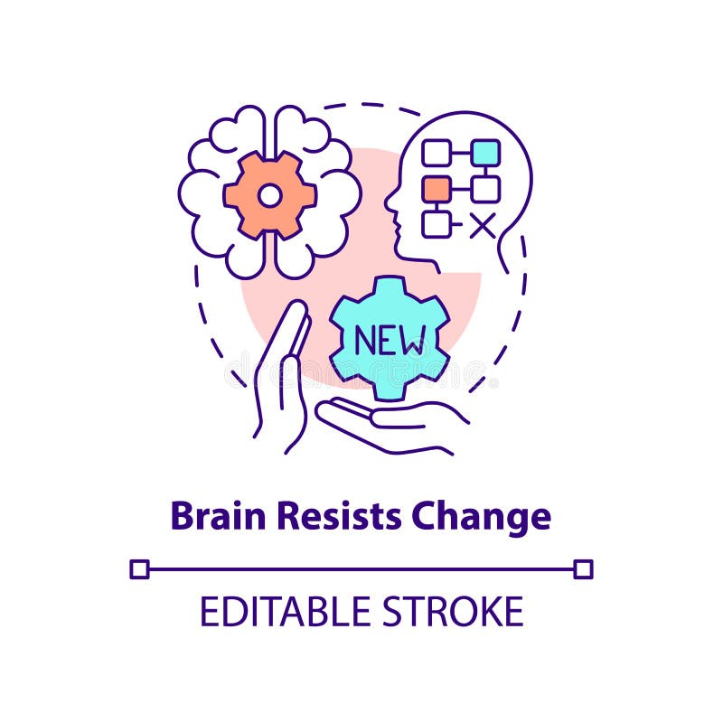 Brain resists change concept icon royalty free illustration