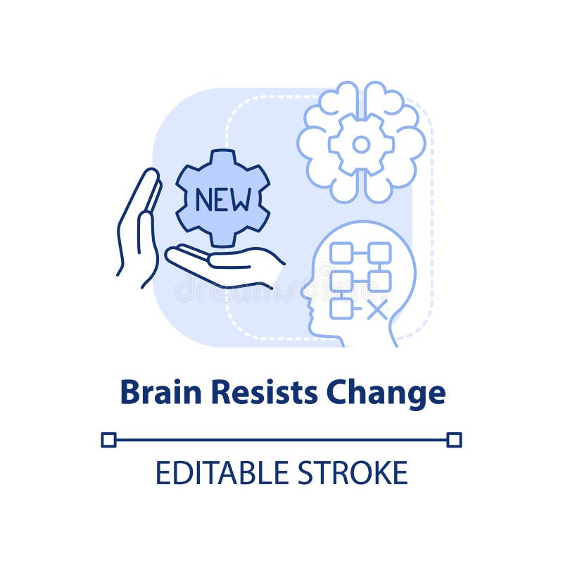 Brain resists change light blue concept icon royalty free illustration