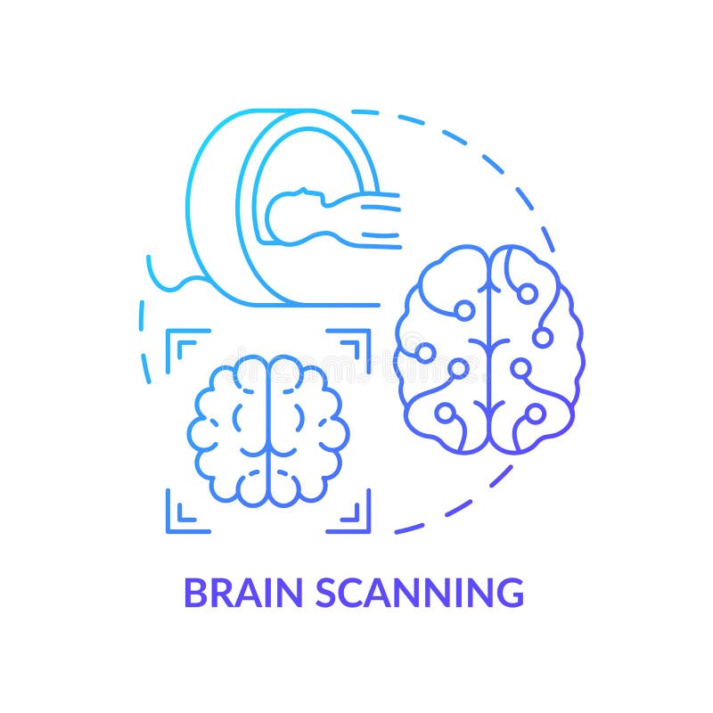 Brain scanning blue gradient concept icon stock illustration
