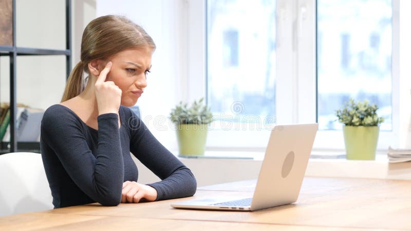 Brain storming, Pensive Girl Working on Laptop stock images Brain storming, Pensive Girl Working on Laptop stock images