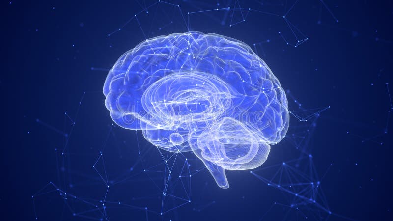Brain technology using AI and plexus royalty free illustration