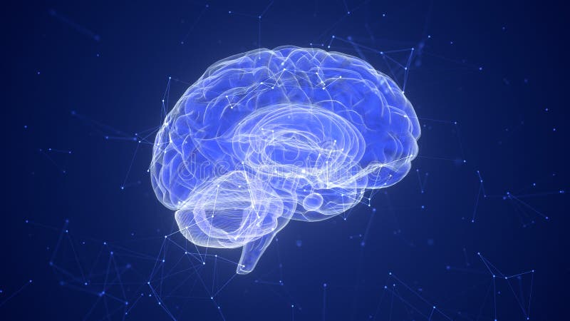 Brain technology using AI and plexus vector illustration