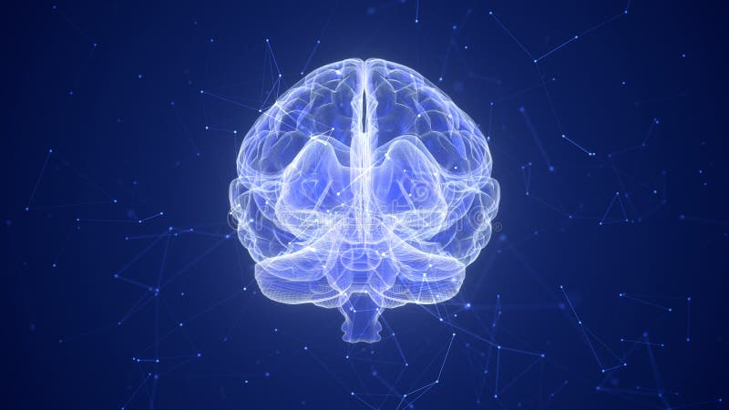 Brain technology using AI and plexus vector illustration