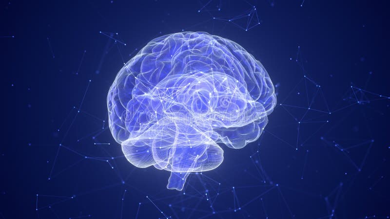 Brain technology using AI and plexus vector illustration