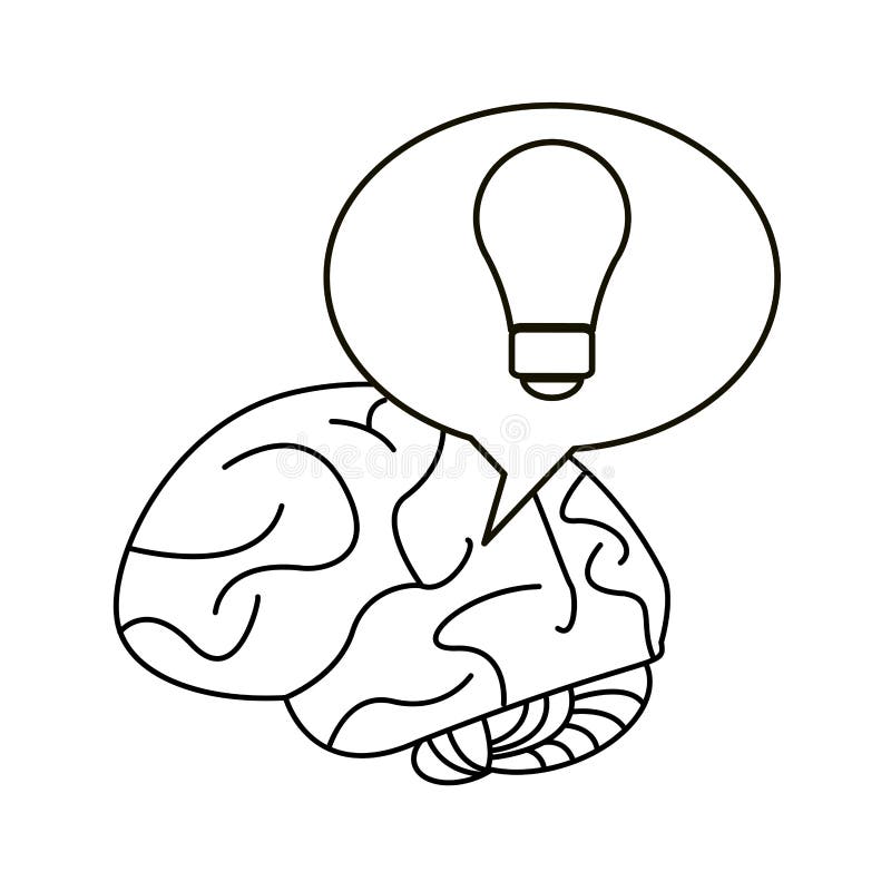 Brain thinking idea bubble outline royalty free illustration