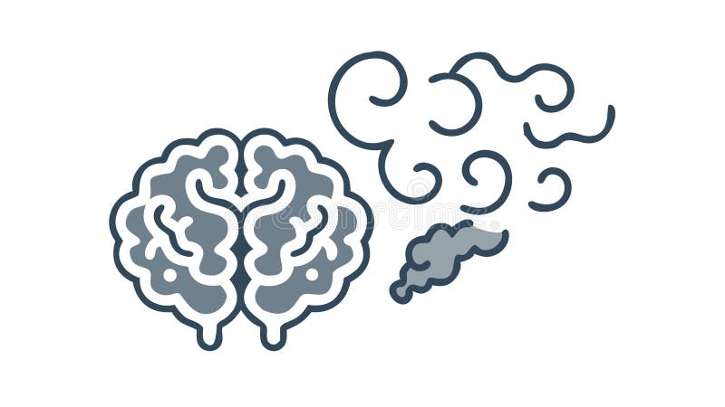 Brain with Thought Clouds Icon, Ideation and Mental Processes, vector design Generative AI royalty free illustration