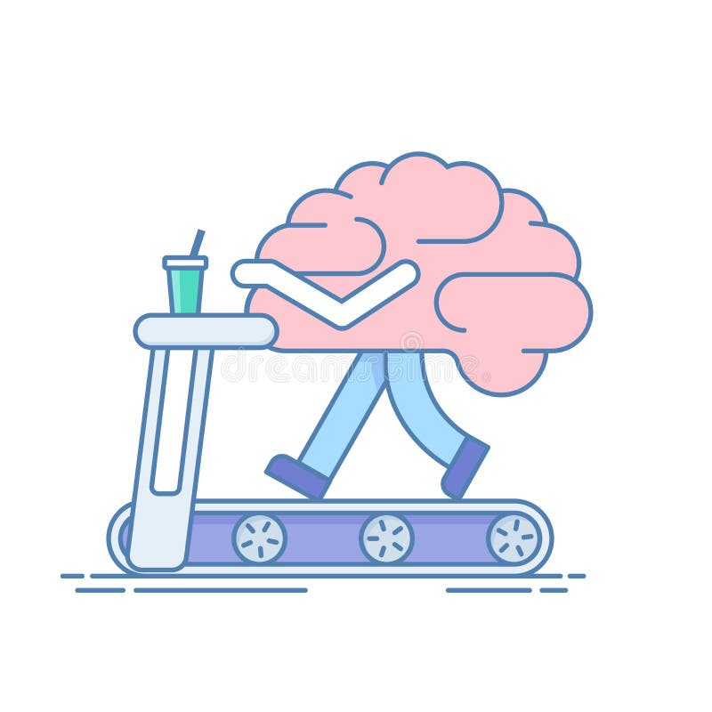 Brain Workout Begreppet av hjärnaktivitet Utbildnings- eller sportaktiviteter på trampkvarnen Vektorillustration i a vektor illustrationer Brain Workout Begreppet av hjärnaktivitet Utbildnings- eller sportaktiviteter på trampkvarnen Vektorillustration i a vektor illustrationer