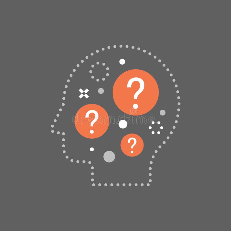 Brainstorm concept, decision making, difficult choice, moral dilemma, philosophy thinker, behavior science royalty free illustration