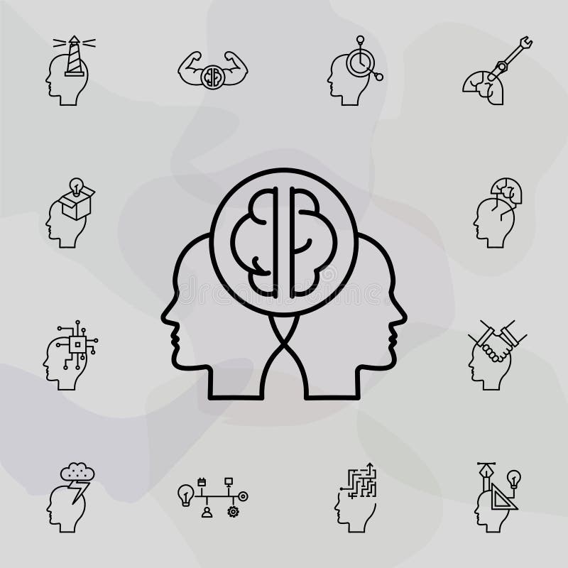Brainstorm, idee, hoofdpictogram Universele set creatieve ideeën voor het ontwerpen en ontwikkelen van websites, ontwikkeling van stock illustratie Brainstorm, idee, hoofdpictogram Universele set creatieve ideeën voor het ontwerpen en ontwikkelen van websites, ontwikkeling van stock illustratie