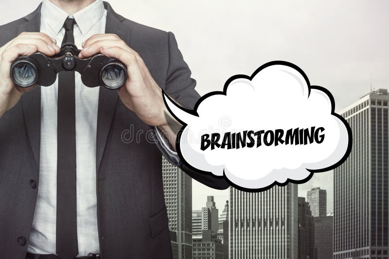 Brainstorming text on blackboard with businessman royalty free stock image Brainstorming text on blackboard with businessman royalty free stock image