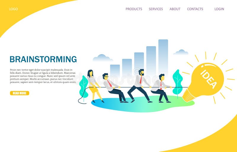 Brainstorming vector website landing page design template stock illustration