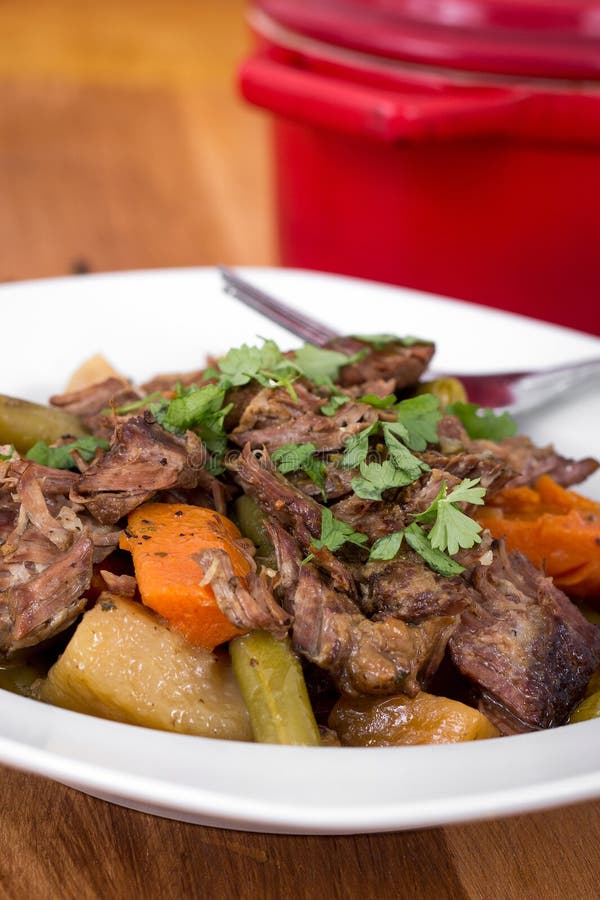 Braised beef pot roast stew