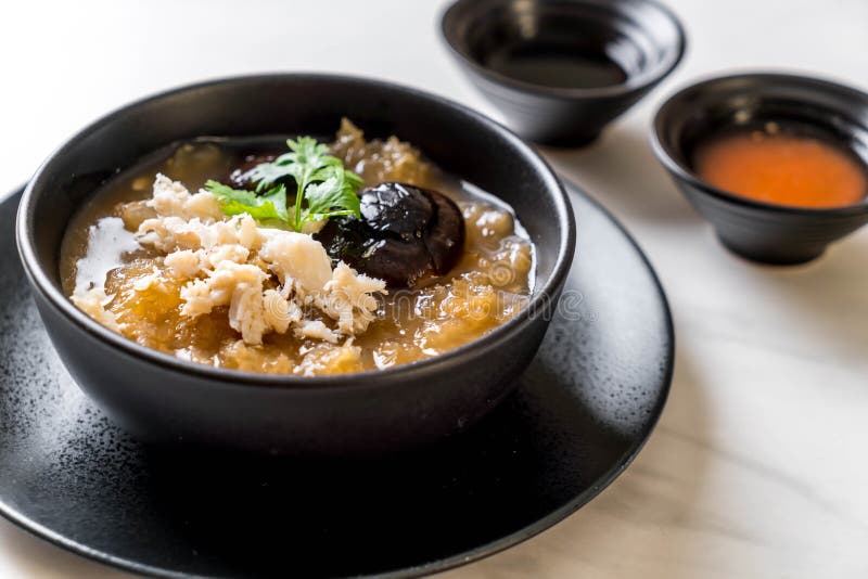 Braised Fish Maw in Red Gravy Soup with Crab Stock Image Image of