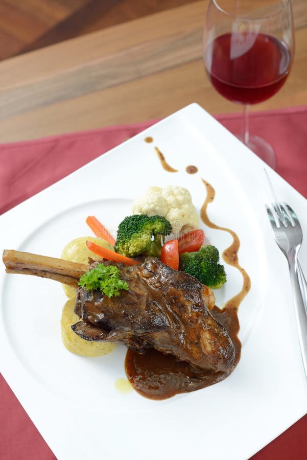 Braised Lamb Shank and Rosemary Gravy Stock Photo Image of herb