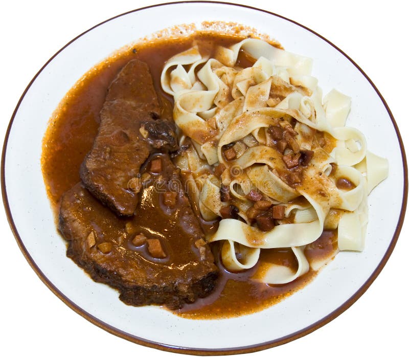 Braised meatpasta royaltyfria foton