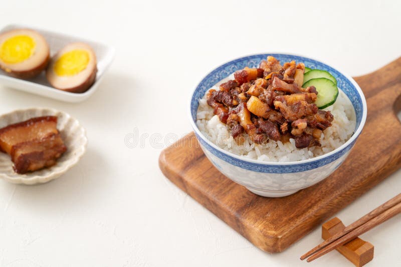 Braised Pork Belly Meat Over Cooked Rice, Famous and Delicious Street