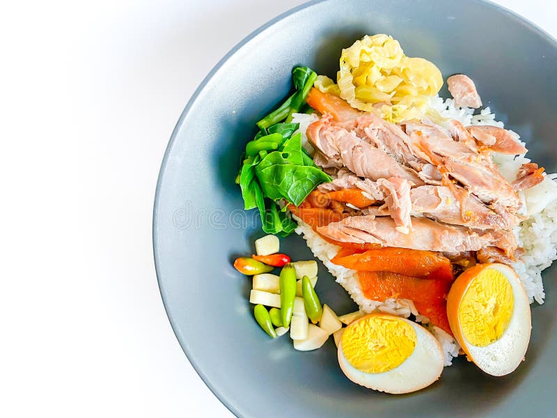 Braised Pork Leg with Steamed Rice Stock Photo Image of recipe