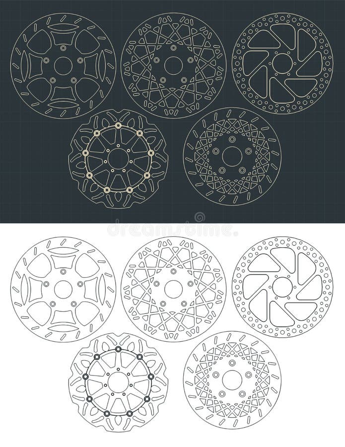 Brake Discs Blueprints Mini Set Stock Vector Illustration of