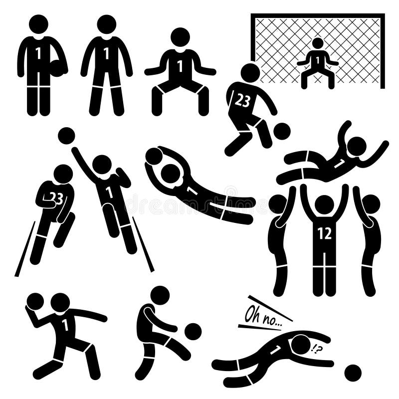Bramkarz akcj Futbolowa piłka nożna Cliparts royalty ilustracja Bramkarz akcj Futbolowa piłka nożna Cliparts royalty ilustracja