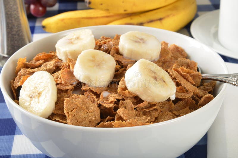 Bran Cereal with Sliced Bananas Stock Image Image of horizontal, wooden 42285873