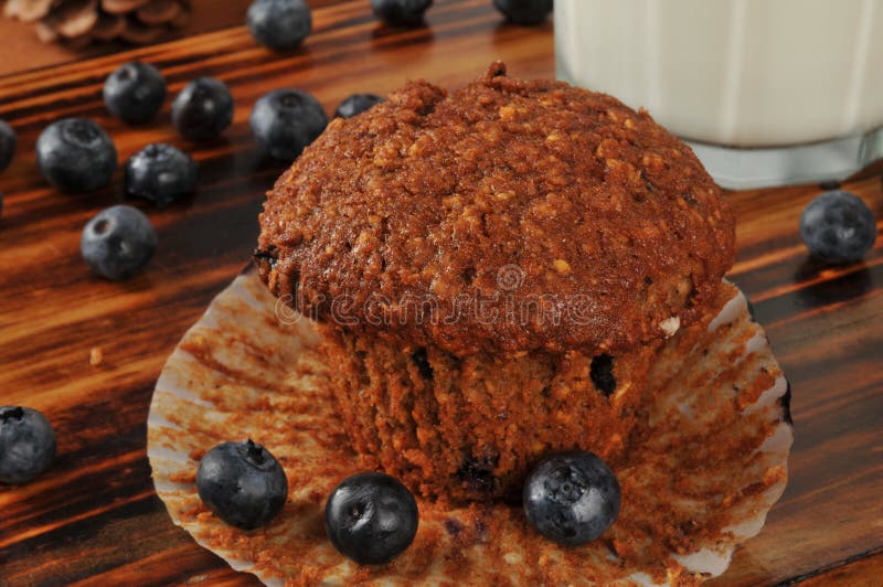 Bran and flax seed muffin with wild blueberries