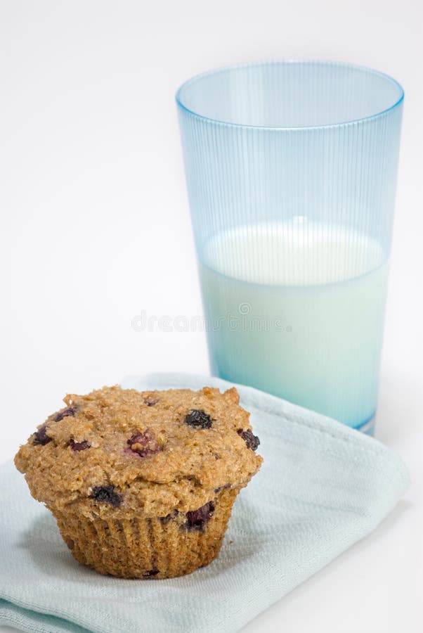 Bran muffin with glass of milk