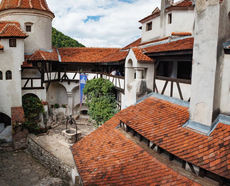 Bran or Dracula Castle in Transylvania, Romania. Bran, Romania - September 7, 2017: View of inside part of Bran or Dracula Castle in Transylvania, Romania. Tower royalty free stock image Bran or Dracula Castle in Transylvania, Romania. Bran, Romania - September 7, 2017: View of inside part of Bran or Dracula Castle in Transylvania, Romania. Tower royalty free stock image