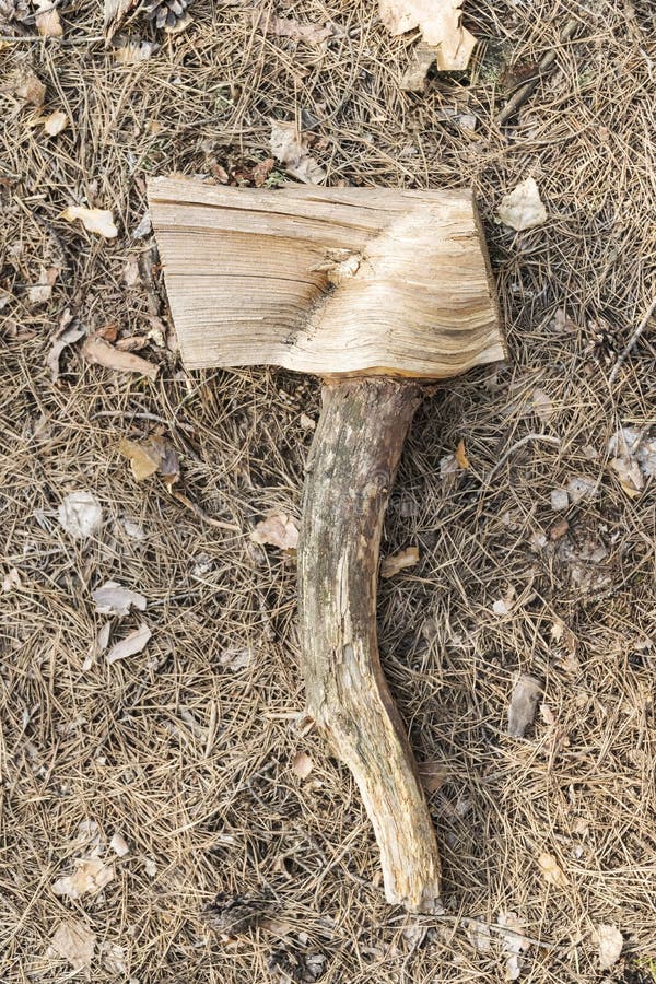 Fake Wood Ax On The Needles Stock Image - Image of stump, sharp: 146689763
