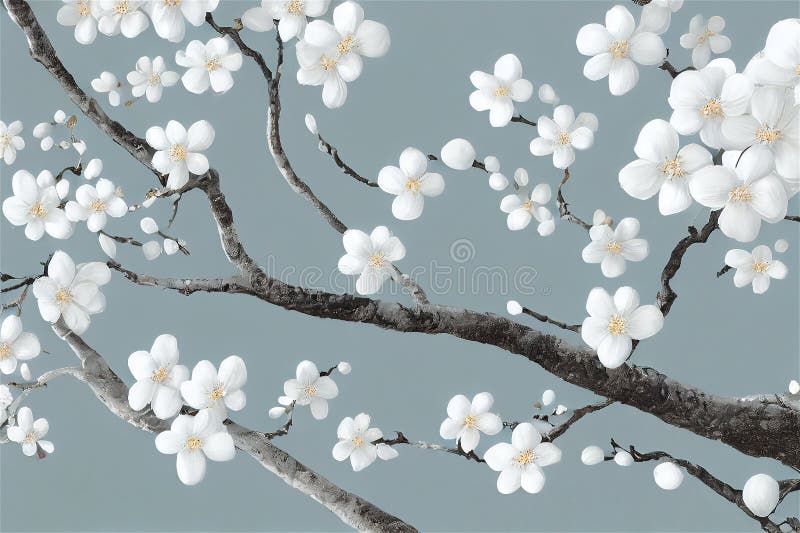 Branch of Japanese cherry tree royalty free illustration