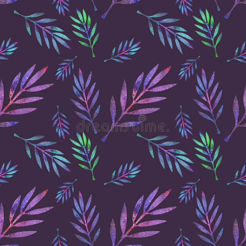 Branch. Seamless pattern with cosmic or galaxy