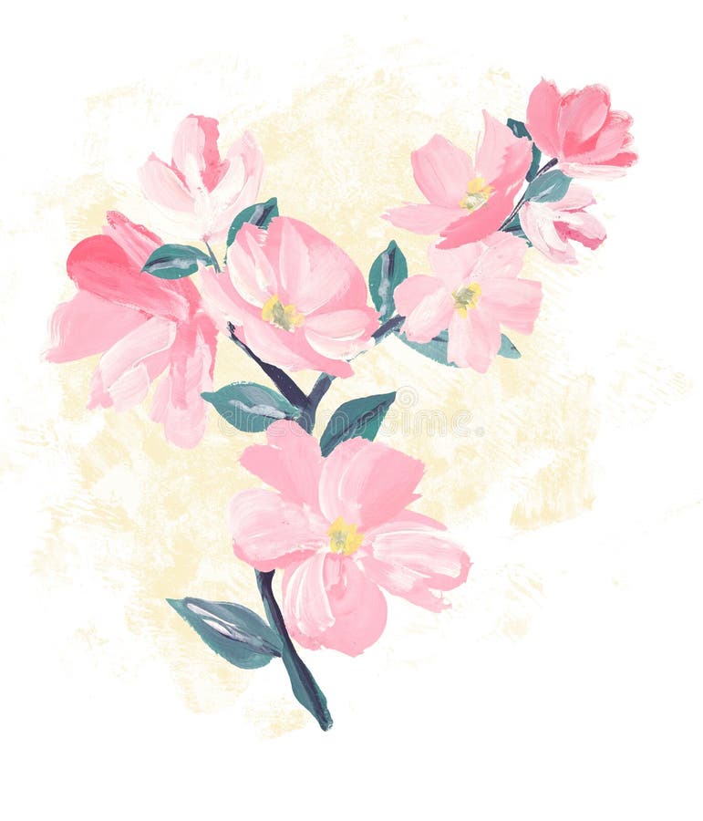 Branche de la fleur rose de Sakura ou de la cerise fleurissante japonaise symbolique du ressort illustration stock Branche de la fleur rose de Sakura ou de la cerise fleurissante japonaise symbolique du ressort illustration stock