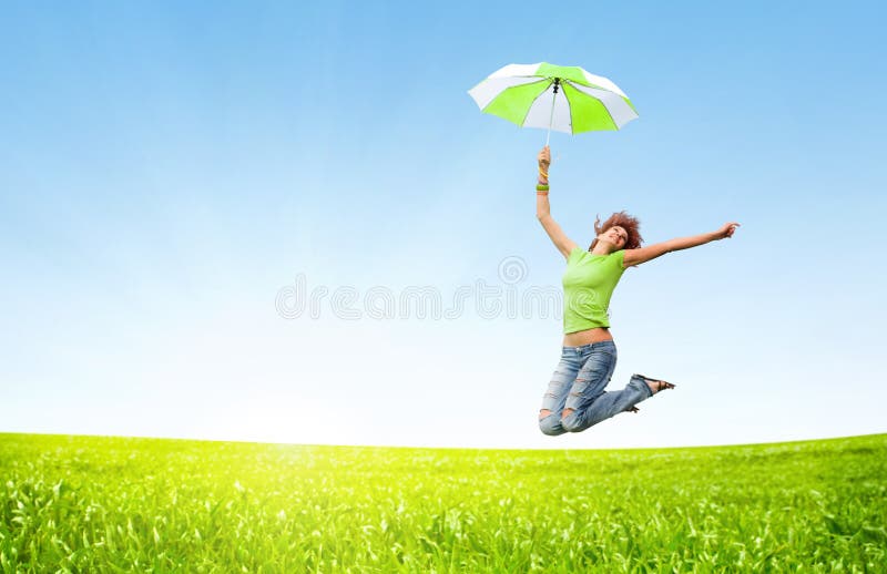 Fille qui saute photo stock