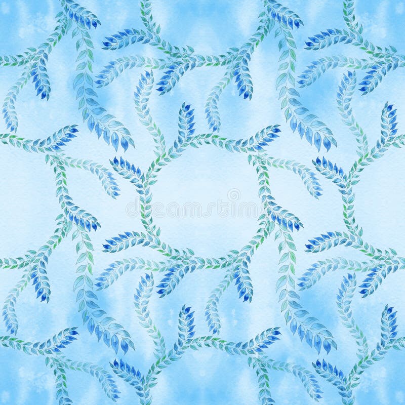 Branches avec des feuilles - une composition décorative sur un fond d'aquarelle Configuration sans joint Aquarelle peignant médic illustration de vecteur Branches avec des feuilles - une composition décorative sur un fond d'aquarelle Configuration sans joint Aquarelle peignant médic illustration de vecteur