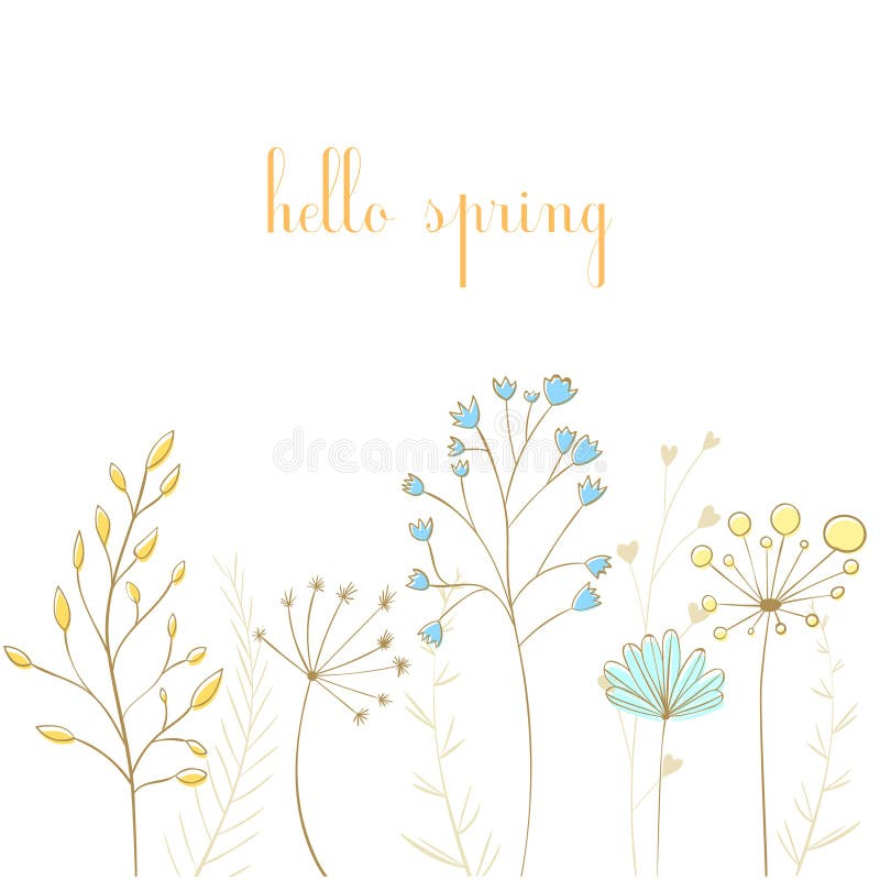 Branches avec les feuilles et le ressort des textes bonjour illustration stock Branches avec les feuilles et le ressort des textes bonjour illustration stock