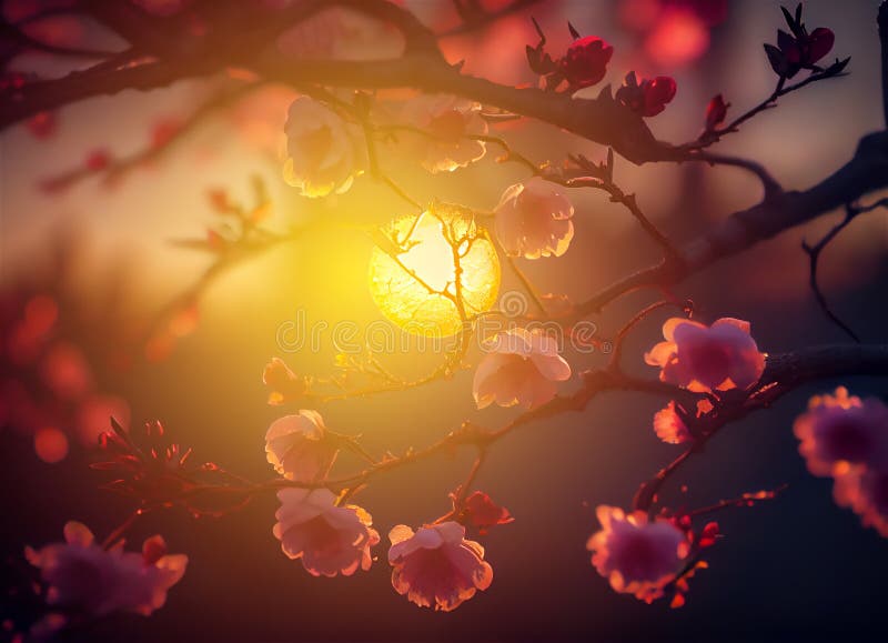 Branches of blossoming pink tree royalty free illustration