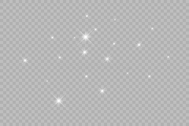 Dust white. White sparks and golden stars shine with special light. Vector sparkles on a transparent background. Dust white. White sparks and golden stars shine with special light. Vector sparkles on a transparent background