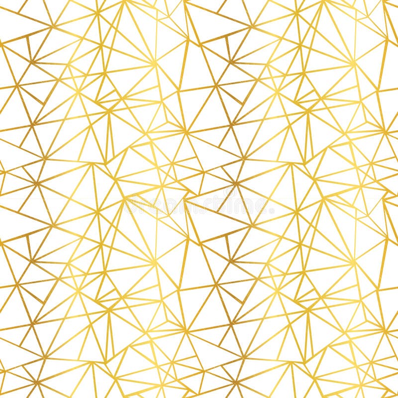 Branco do vetor e da repetição geométrica dos triângulos do mosaico do fio da folha de ouro fundo sem emenda do teste padrão Pode