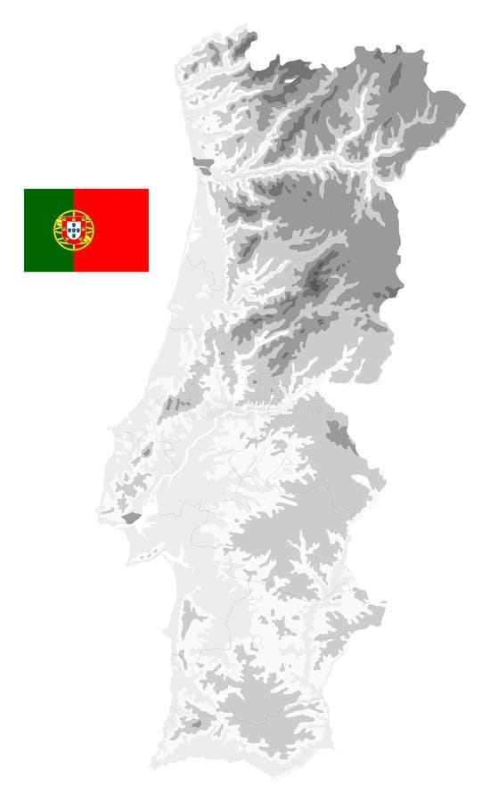 Mapa De Portugal E Cor Branca Das Estradas Ilustração do Vetor