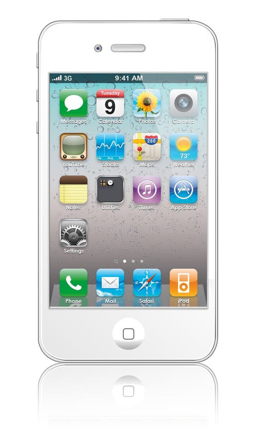 Branco novo do iPhone 4 de Apple ilustração stock Branco novo do iPhone 4 de Apple ilustração stock