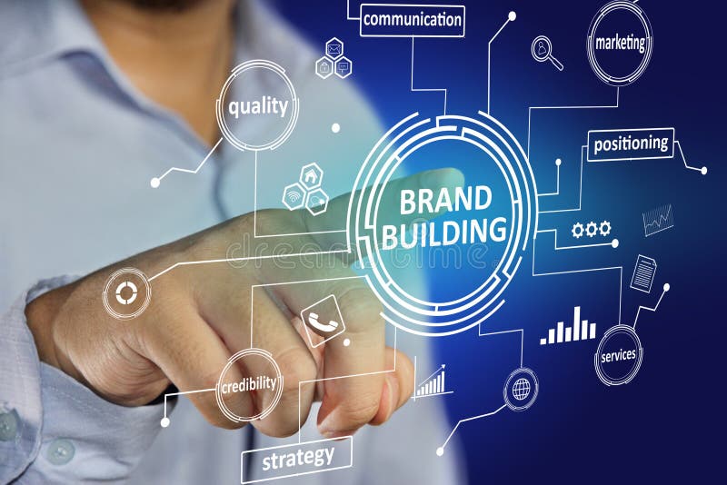 Brand Building, Business Marketing Words Quotes Concept